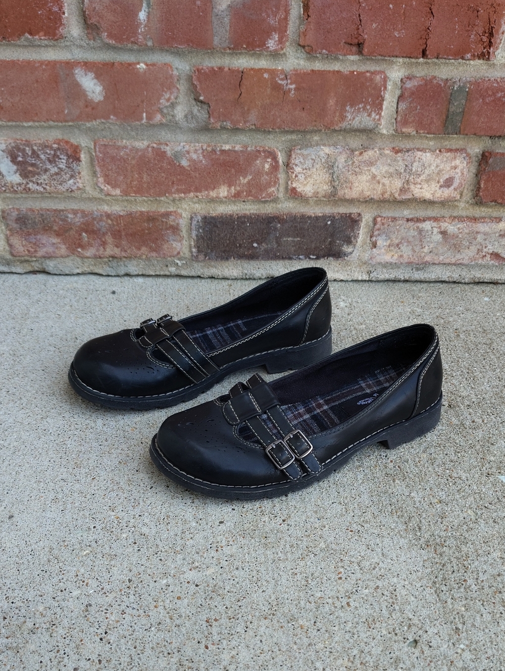 Vintage Self Esteem Plaid Mary Jane Chunky Heel Loafers Size 7.5 Y2K Grunge - Picture 4 of 16
